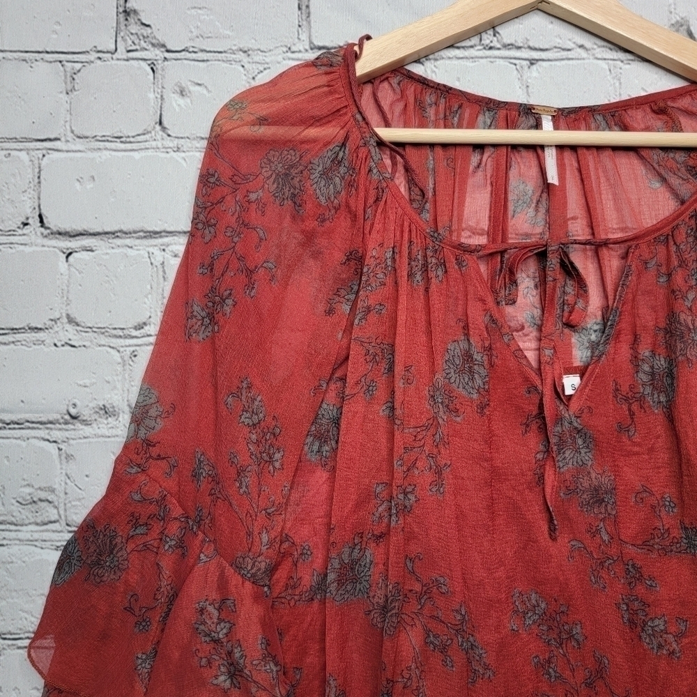 Free People Sunsetter Floral Ruffle Mini Dress Red Size S - Picture 7 of 16